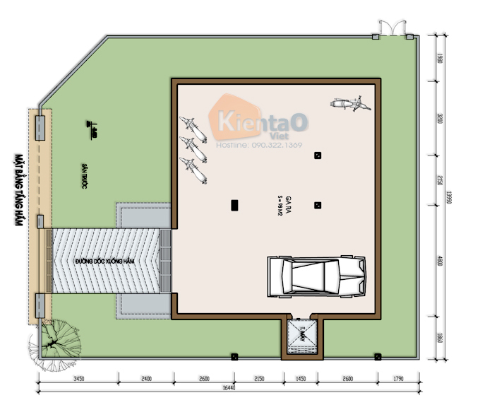 Mẫu biệt thự 3 tầng 138m2 cổ điển Đông Âu tại Văn Khê, Hà Đông, Hà Nội - Công năng tầng hầm