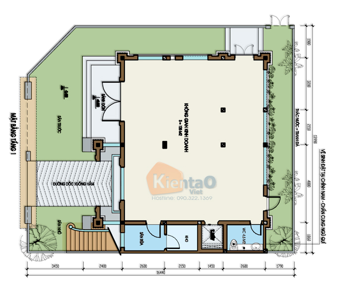 Mẫu biệt thự 3 tầng 138m2 cổ điển Đông Âu tại Văn Khê, Hà Đông, Hà Nội - Công năng tầng 1