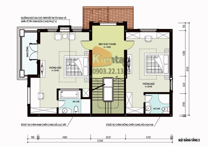 Thiết kế cải tạo biệt thự 3 tầng 95m2 tại Gleximco Dương Nội, Hà Nội - Công năng tầng 2