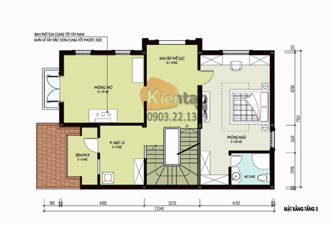 Thiết kế cải tạo biệt thự 3 tầng 95m2 tại Gleximco Dương Nội, Hà Nội - Công năng tầng 3