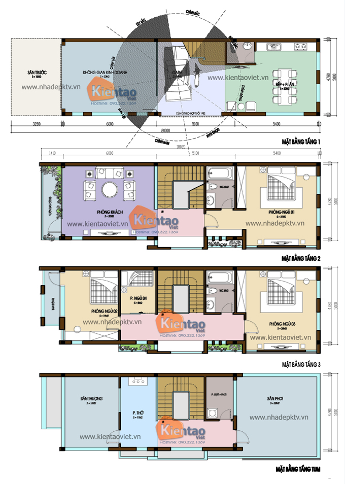 Mẫu nhà ống đẹp 3 tầng 4 tầng 5 tầng mới - Nhà ống 4 tầng 5x17m hiện đại tại Hưng Yên - MB