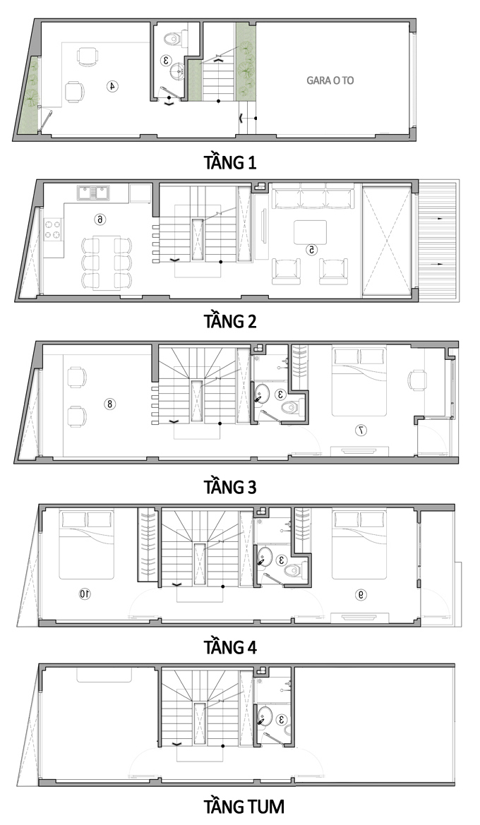 Thiết kế nhà ống 4 tầng mặt tiền 4m - S=4x13m - MB