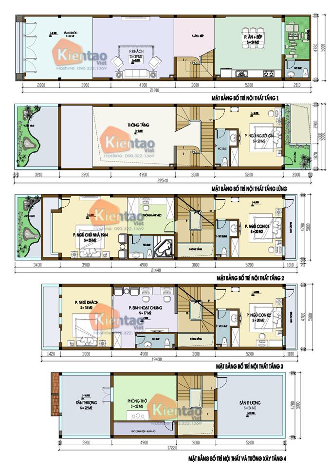 Nhà ống 4 tầng đẹp tại yên bái rộng 5x22m-mặt bằng