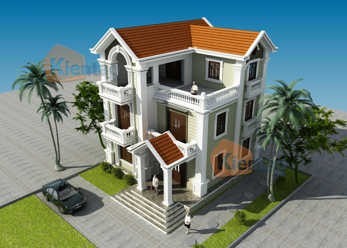 MẪU BIỆT THỰ NHÀ ĐẸP 3 TẦNG ĐẸP 280M2 Ở SÓC SƠN HÀ NỘI - PHỐI CẢNH-BT10