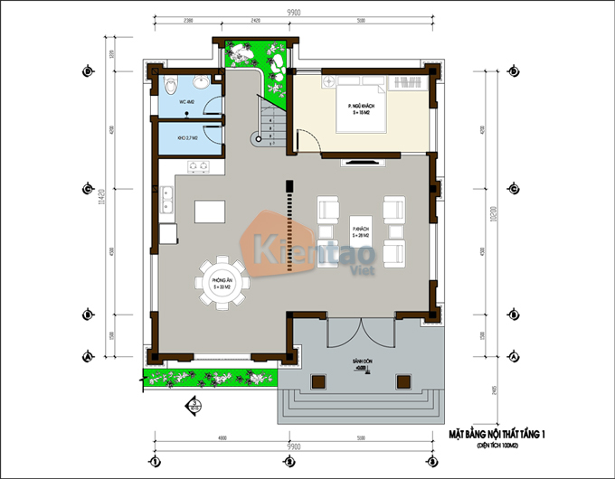 MẪU BIỆT THỰ NHÀ ĐẸP 3 TẦNG ĐẸP 280M2 Ở SÓC SƠN HÀ NỘI - TẦNG 1 -BT10
