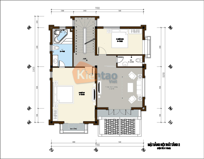 MẪU BIỆT THỰ NHÀ ĐẸP 3 TẦNG ĐẸP 280M2 Ở SÓC SƠN HÀ NỘI - TẦNG 2 -BT10