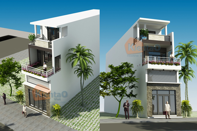 Nhà ống 4 tầng đẹp 5x18m tại hưng yên - phối cảnh 2