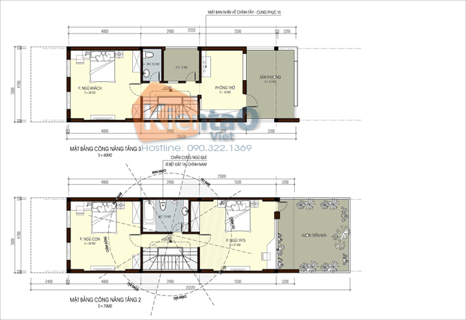 Nhà ống 4 tầng đẹp 5x18m tại hưng yên - mặt bằng tầng 3-4