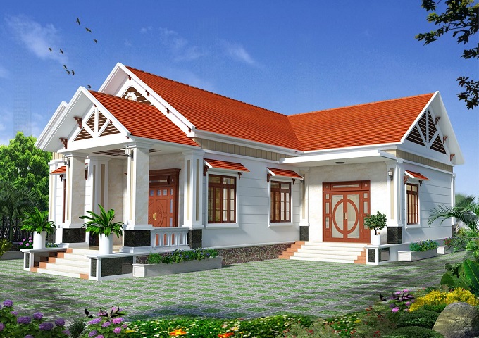 nhà 1 tầng 4 phòng ngủ 1 phòng thờ