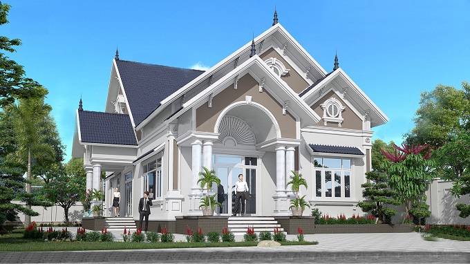 nhà 1 tầng 4 phòng ngủ 1 phòng thờ