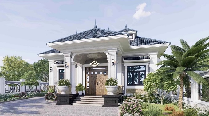 nhà 1 tầng 4 phòng ngủ 1 phòng thờ