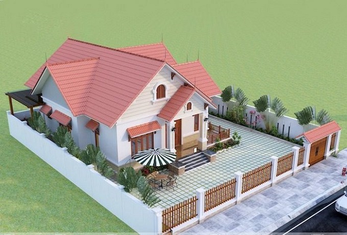 nhà 1 tầng 4 phòng ngủ 1 phòng thờ