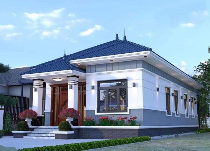 nhà 1 tầng 4 phòng ngủ 1 phòng thờ
