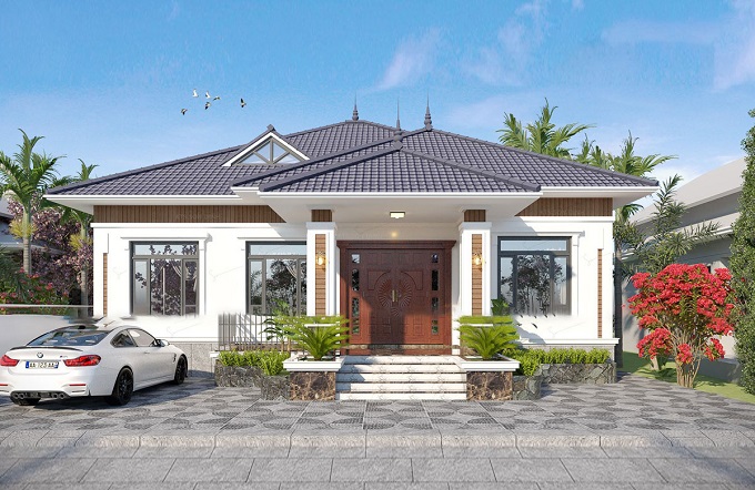 nhà 1 tầng 4 phòng ngủ 1 phòng thờ