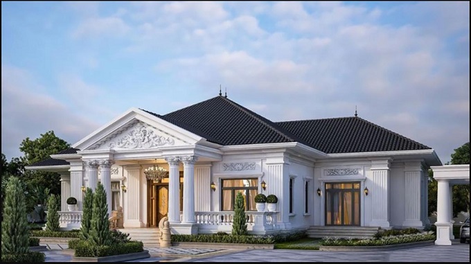 nhà 1 tầng 4 phòng ngủ 1 phòng thờ